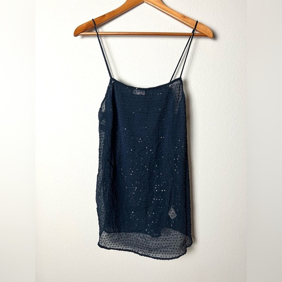 Intimately Free People Sequin Cami Top Dark Navy Size Medium bohemian glam Vegas - Picture 3 of 6